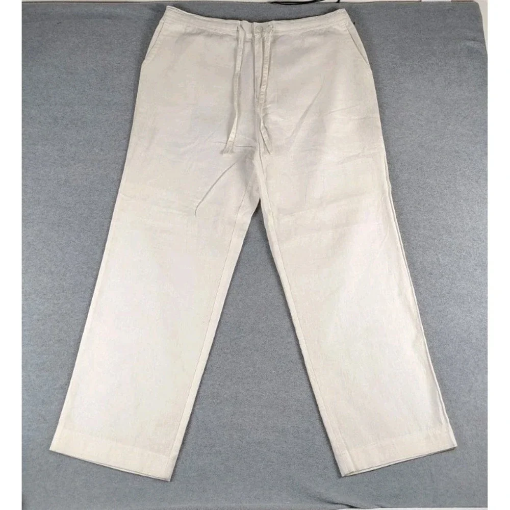 NWF PARC 81 Linen Blend Drawstring  Pant Mens Sz  36x31  Ivory  Leisure Resort